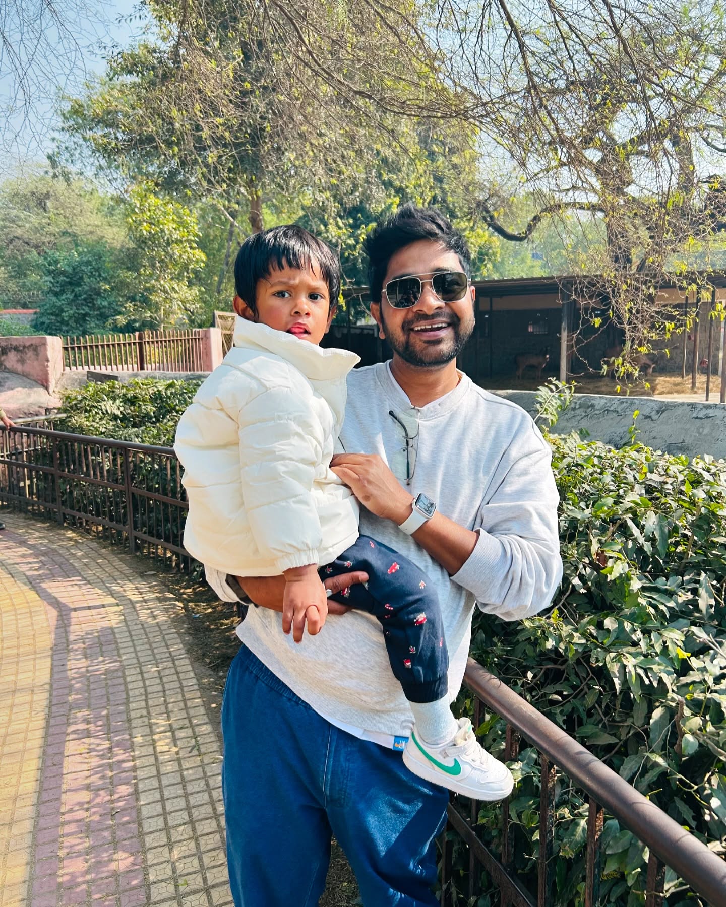 Father and son at the zoo